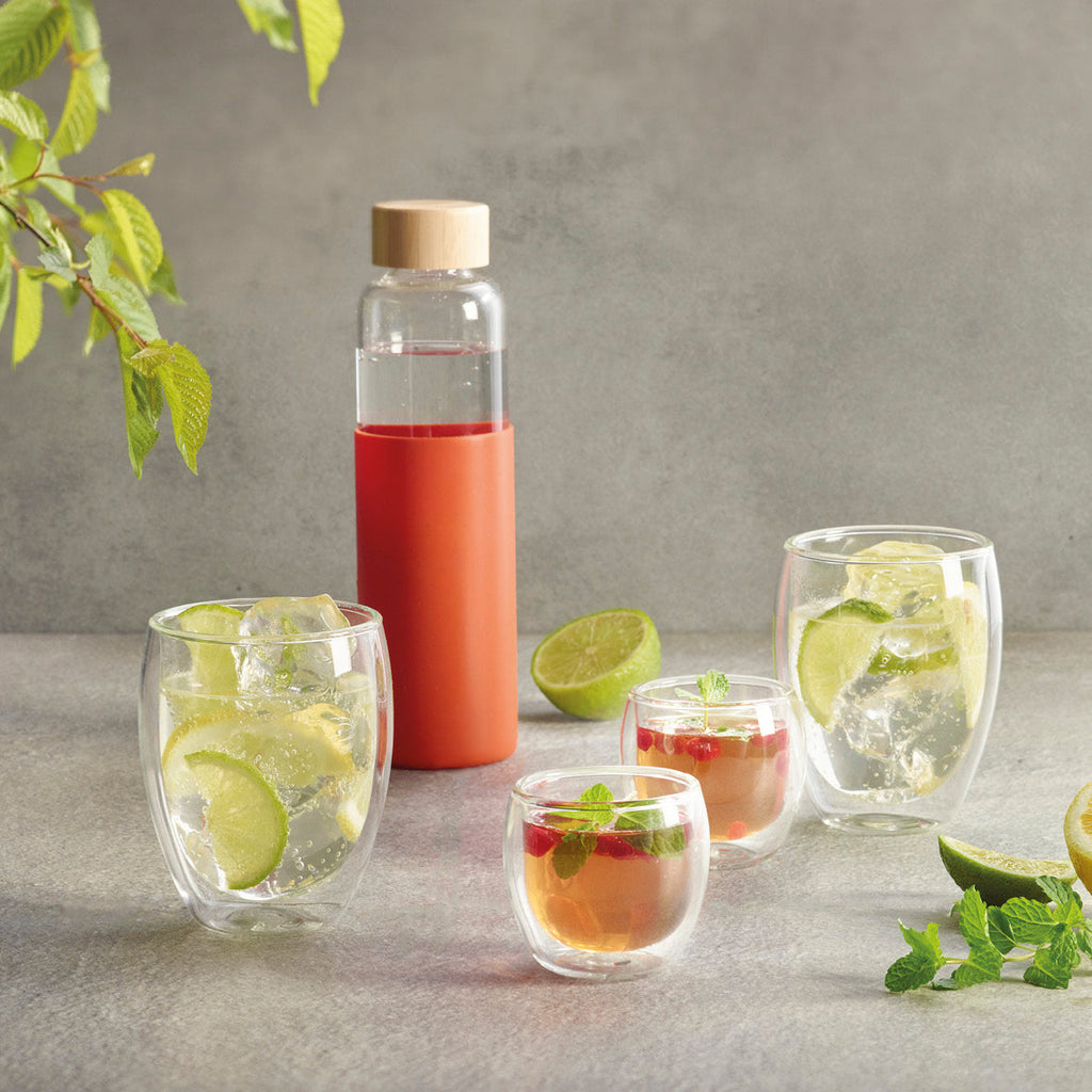 Glass water bottle with silicone sleeve - 550 ml