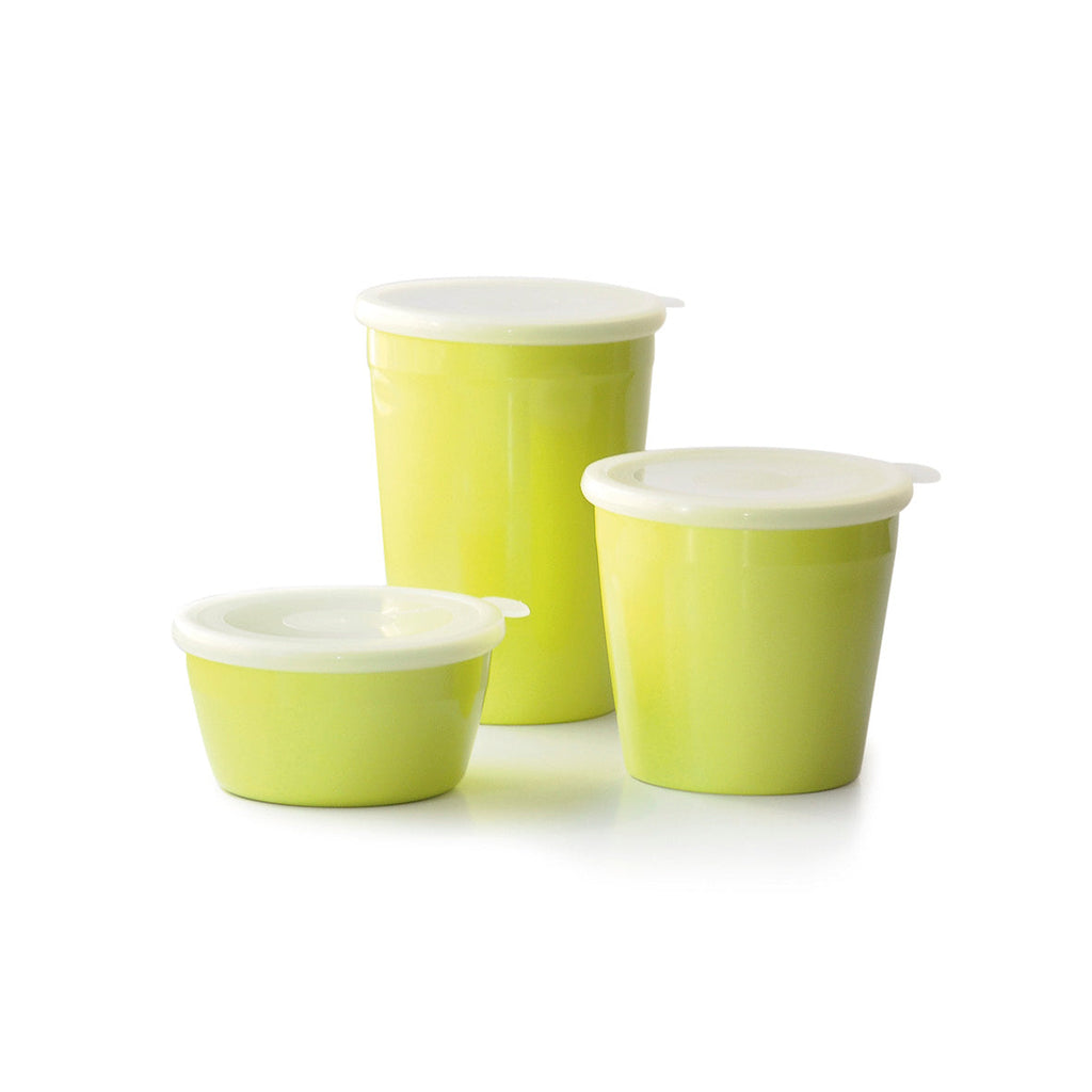 Set of 3 high food containers with lid - 350 ml + 700 ml + 1100 ml Lime green