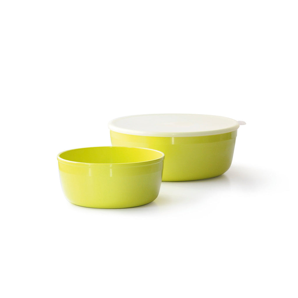 Set of 2 round food containers with lid Lime green