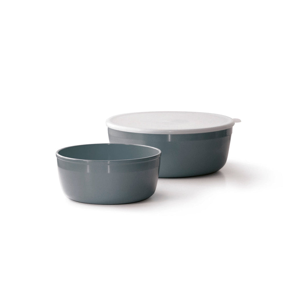 Set of 2 round food containers with lid Grey