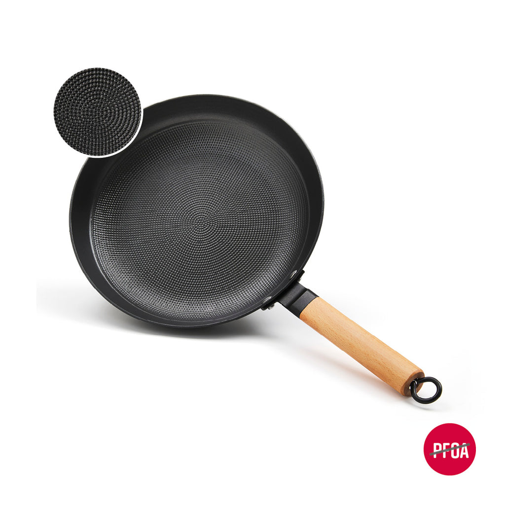 Set of 3 Qulinart cast iron lightweight skillets with non-stick honeycomb structure - 20, 24 & 28 cm