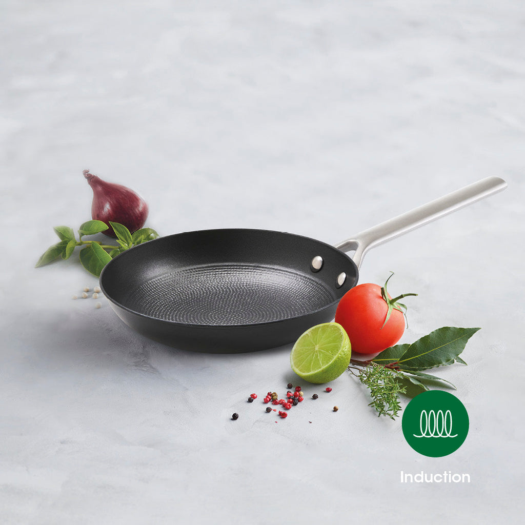 Enameled cast iron frypan with stainless steel handle - Black