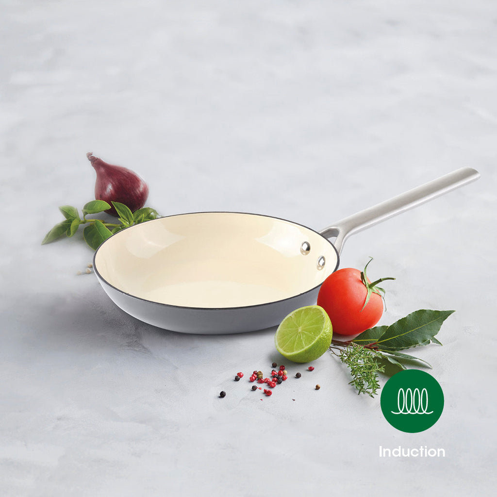 Enameled cast iron frypan with stainless steel handle - Dark grey