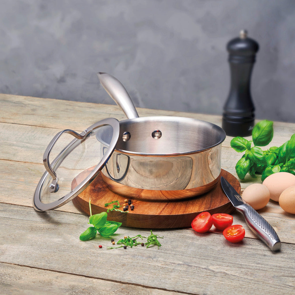 Stainless steel triply sauce pan 16 cm - Silver