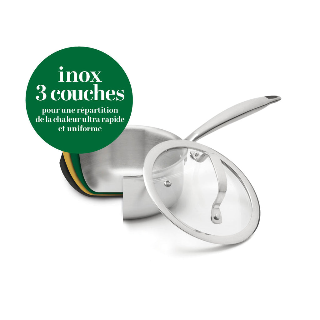 Stainless steel triply sauce pan 16 cm - Silver