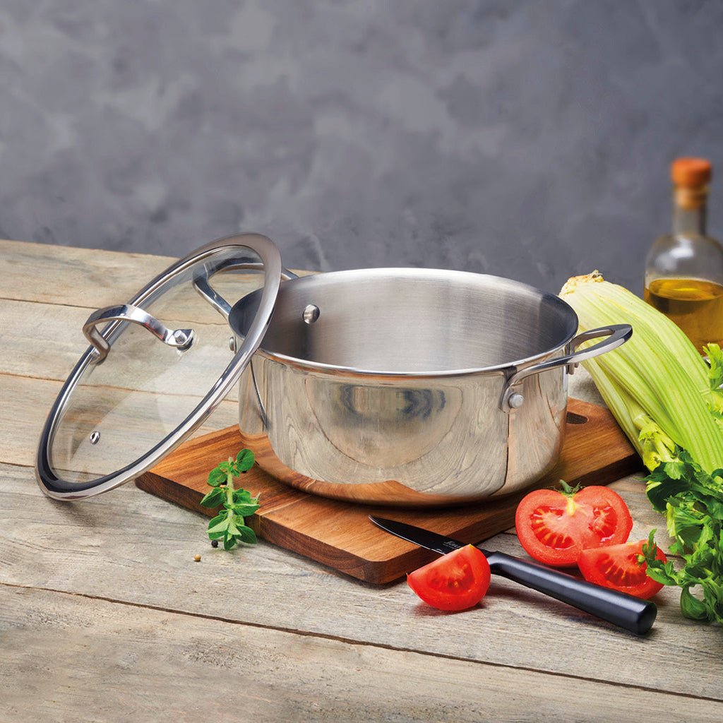 Stainless steel triply casserole 22 cm - Silver