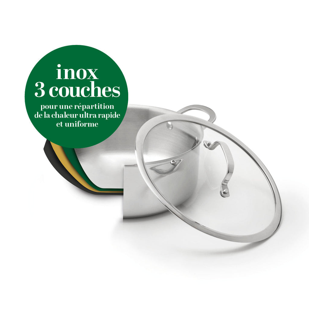 Stainless steel triply casserole 22 cm - Silver