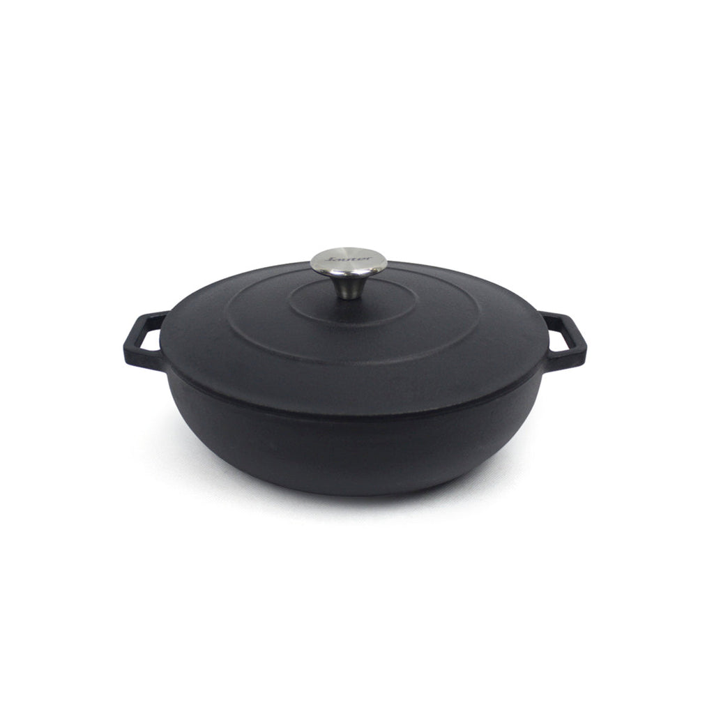 Sauteuse en fonte d'acier ronde noir mat 25 cm - VipShopBoutic