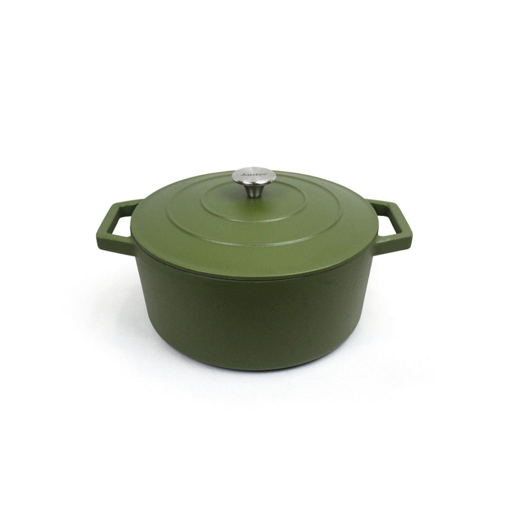 Cocotte en fonte d'acier ronde vert mat - VipShopBoutic