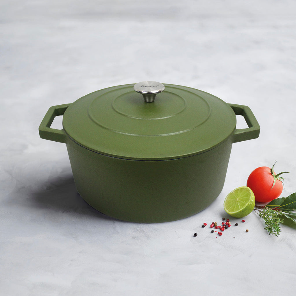 Cocotte en fonte d'acier ronde vert mat - VipShopBoutic