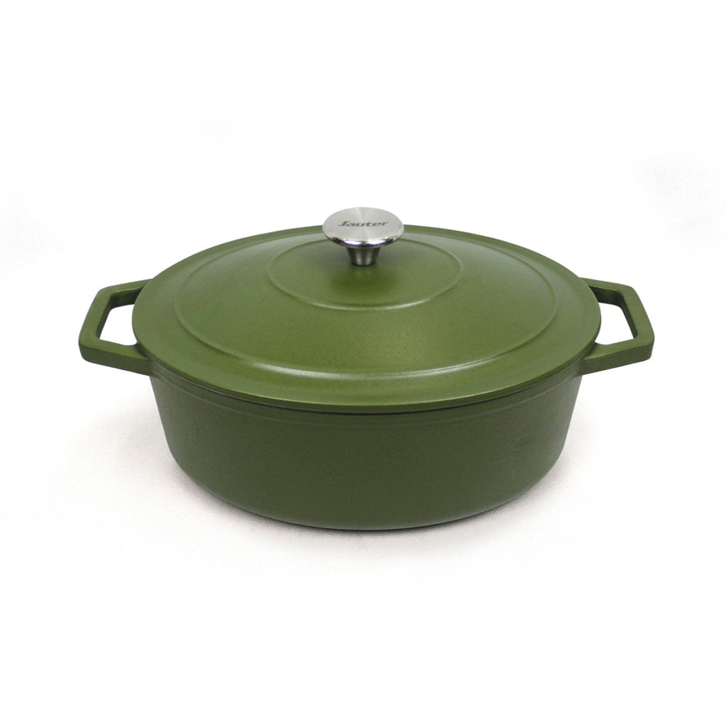 Cast iron oval casserole - Matt green