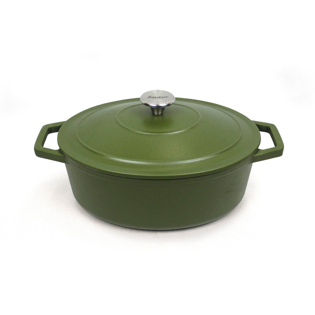 Cocotte en fonte d'acier ovale vert mat - VipShopBoutic