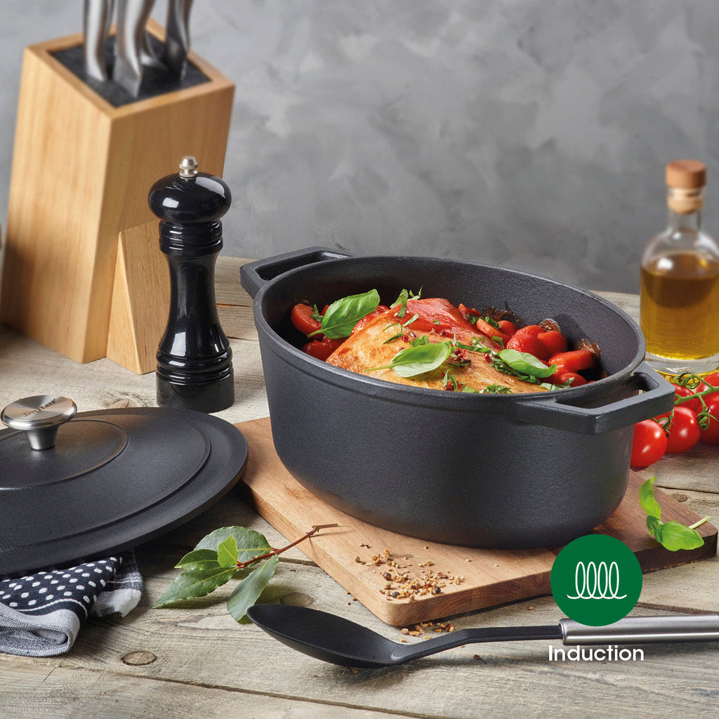 Cocotte en fonte d'acier ovale vert mat - VipShopBoutic