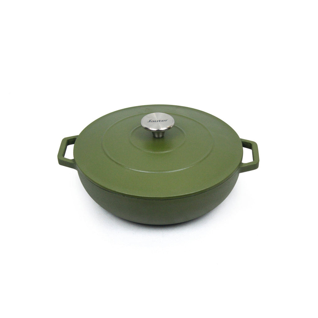 Sauteuse en fonte d'acier ronde vert mat - VipShopBoutic