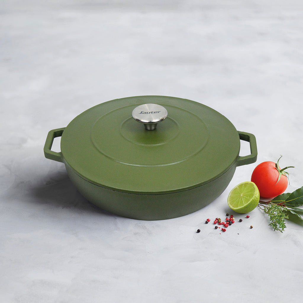 Sauteuse en fonte d'acier ronde vert mat - VipShopBoutic