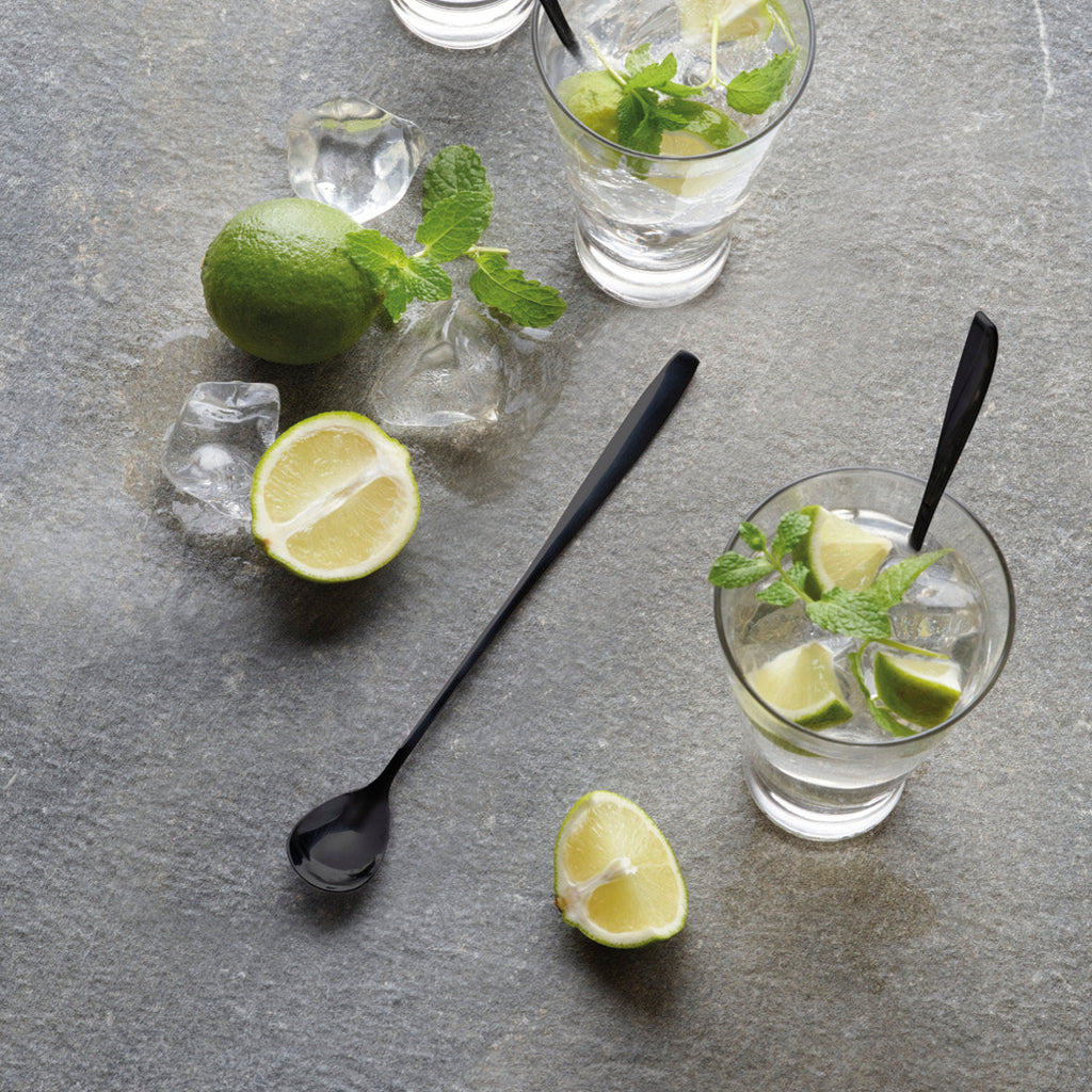 Set of 6 long drink spoons - Black