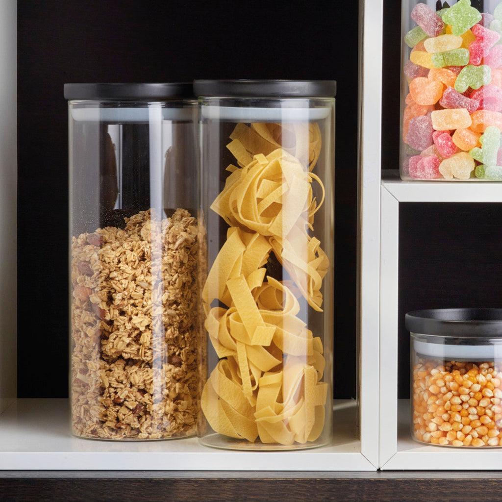 Set of 6 round glass canisters with PP lid - 0.5l + 1L + 1.5L