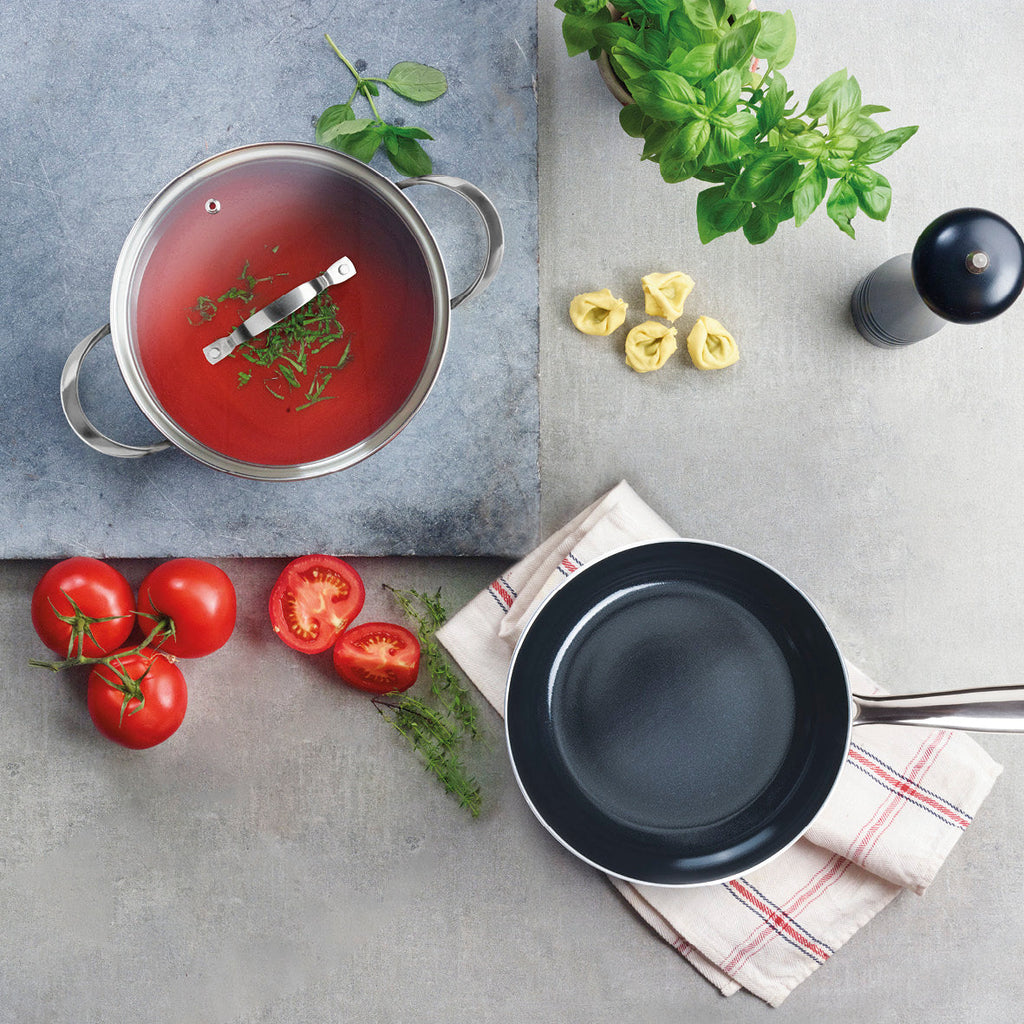 Set of 3 fry pans Qulinox Pro - anti-stick coating - stainless steel - 20 + 24 + 28 cm