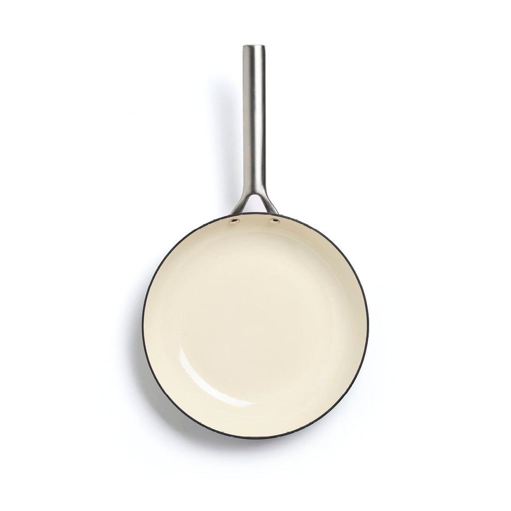 Set of 3 enameled cast iron frypans with stainless steel handle 20+ 24 + 28 cm - Grey - 3 PCS SET